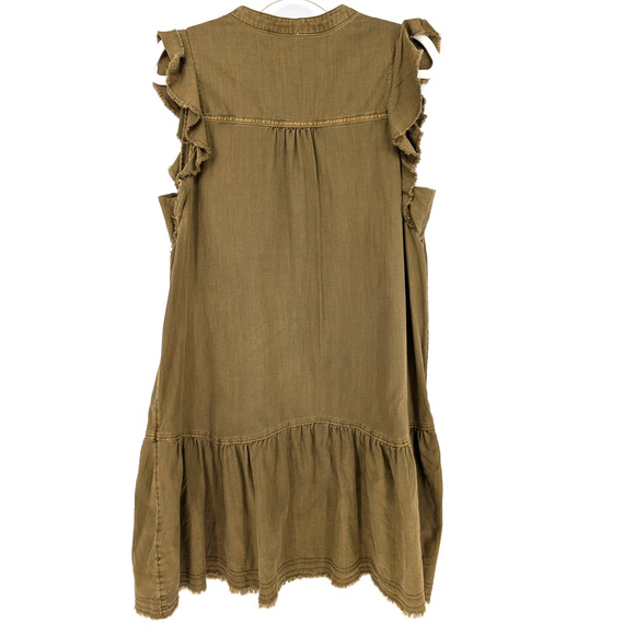 Anthropologie Pilcro Moss Green Flounced Ruffle Coastal Boho Tunic Mini Dress SM - Picture 5 of 9